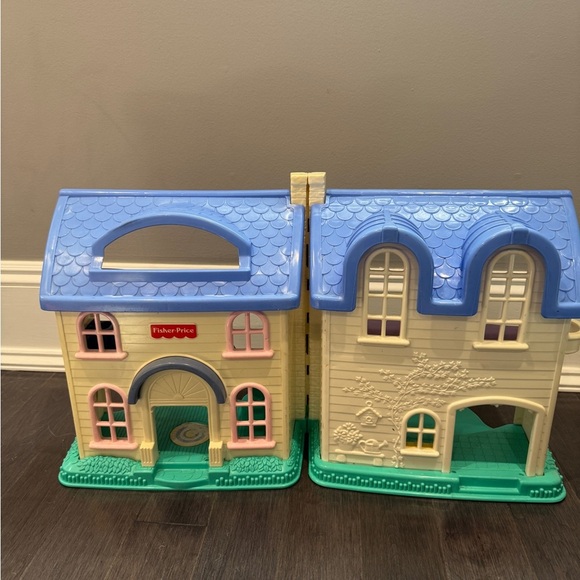 Fisher-Price Other - VINTAGE Fisher-Price Blue and Off White Cream Dollhouse Playhouse